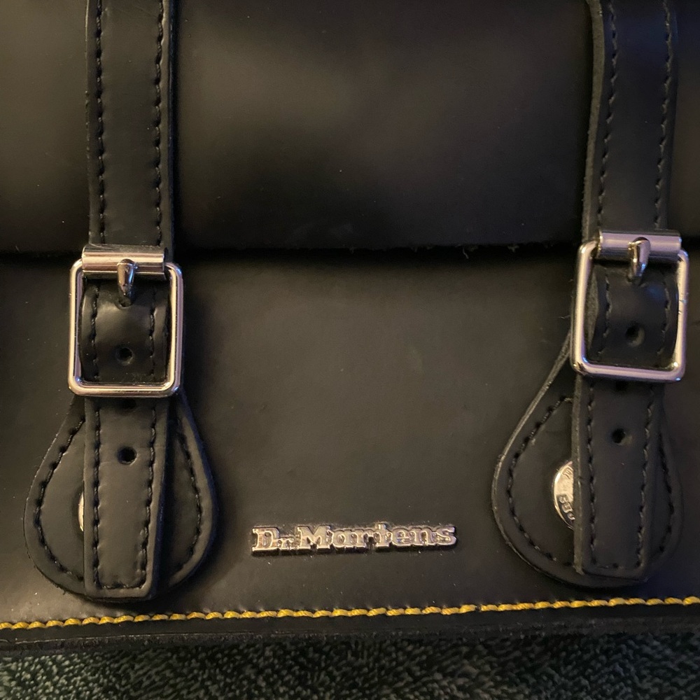 Dr. Martens Black Crossbody Bag with Teal Tassel leather keychain - Picture 3 of 5